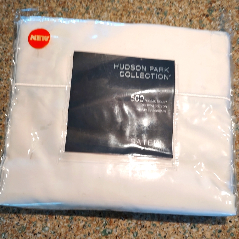 Hudson Park Collection Ivory Sateen Flat Sheet Twin